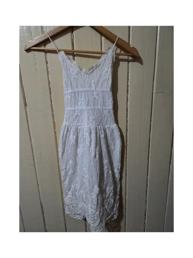 Vestido de encaje blanco para mujer talla S - 3