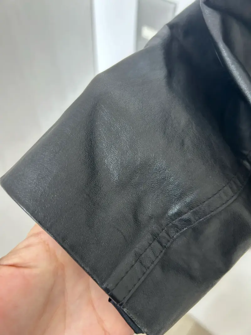 Chaqueta de cuero genuino negra para mujer - 4