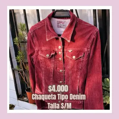Chaqueta Tipo Denim Rosa Talla S/M - miniatura 2