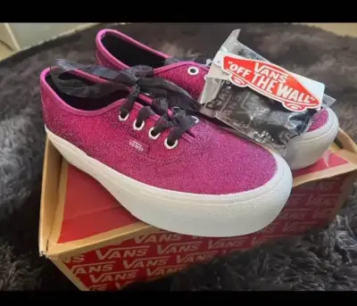 Zapatillas Vans rosas con plataforma y brillo - miniatura 1
