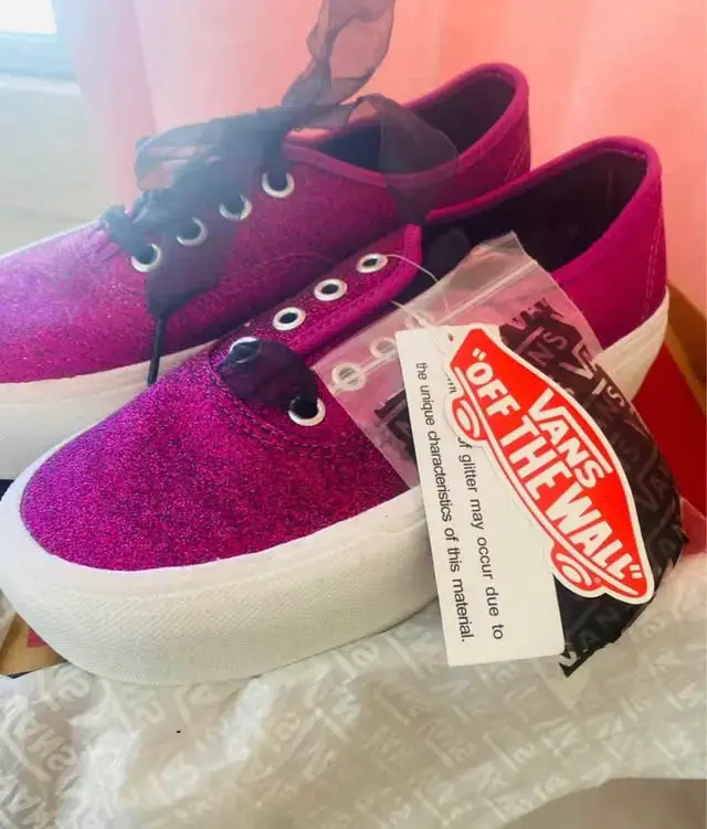 Zapatillas Vans rosas con plataforma y brillo - 2