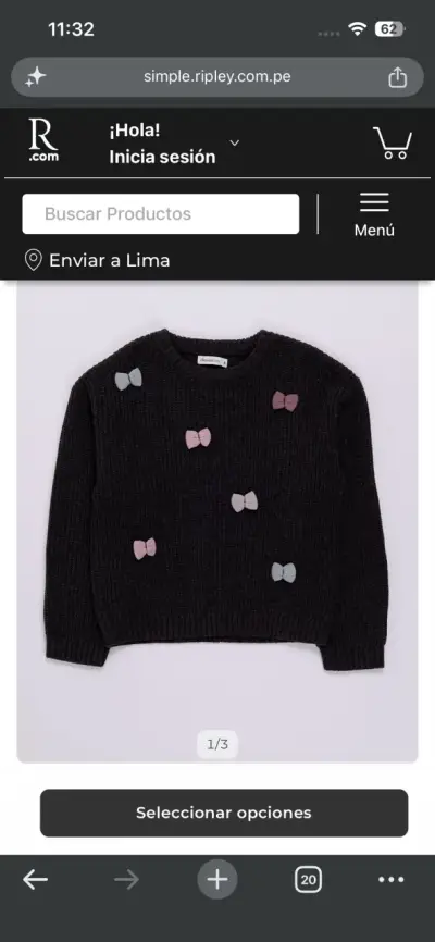 Suéter negro con lazos decorativos para niña - miniatura 1