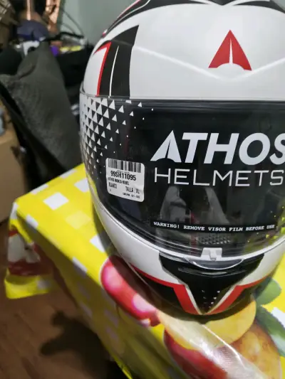 Casco de moto Athos Monza blanco y negro - miniatura 4