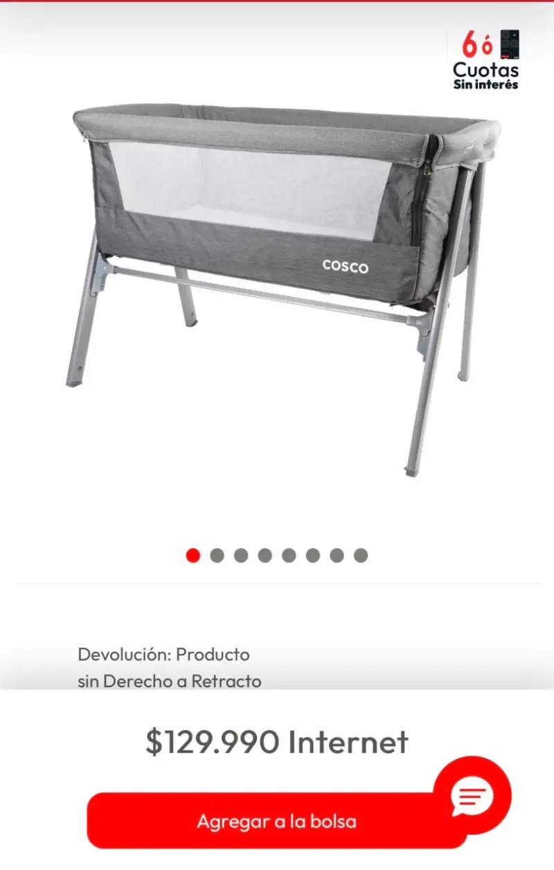 Cuna colecho gris Cosco plegable - 1