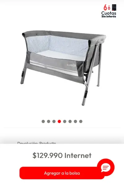 Cuna colecho gris Cosco plegable - miniatura 2