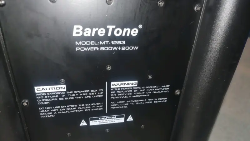 Parlante BareTone MT-1263 con Potencia 800W+200W - 3