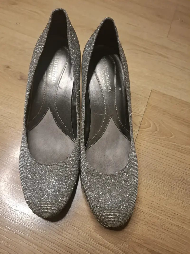Zapatos de Tacón Plateados con Brillo para Mujer - 2
