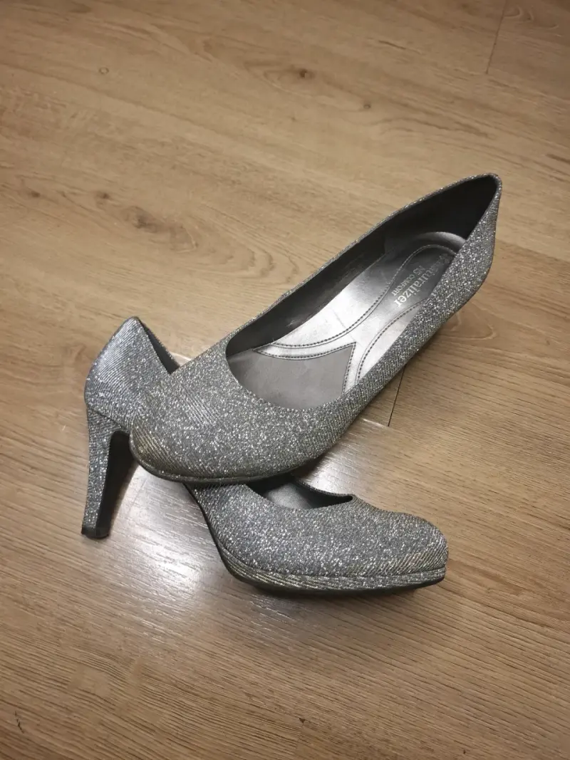 Zapatos de Tacón Plateados con Brillo para Mujer - 3