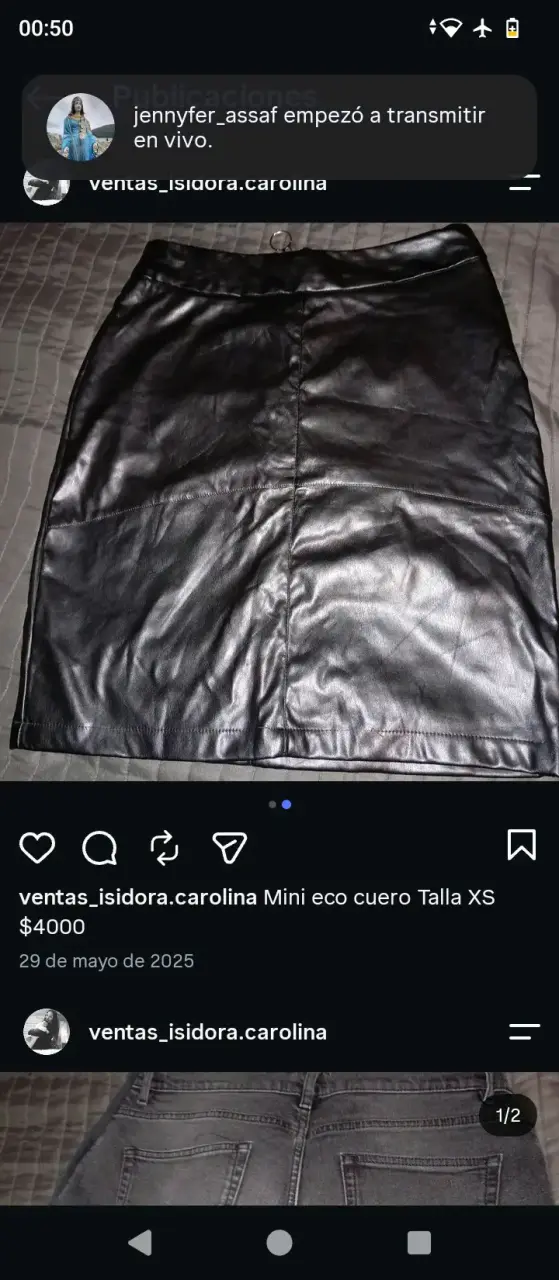 Mini falda de eco cuero talla XS - 3