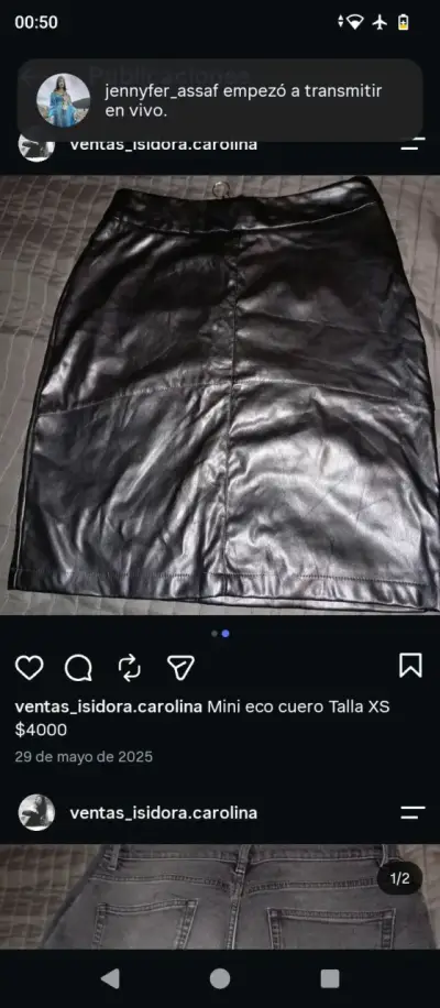 Mini falda de eco cuero talla XS - miniatura 3