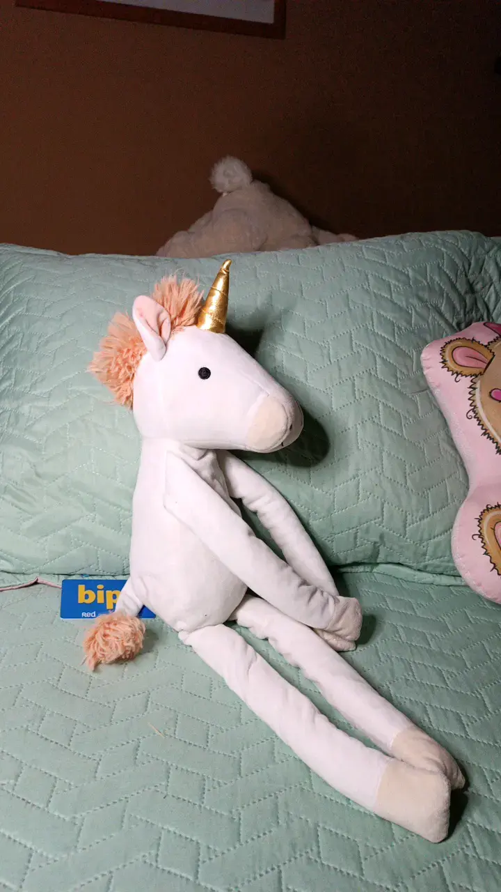 Peluche unicornio blanco con cuerno dorado - 4