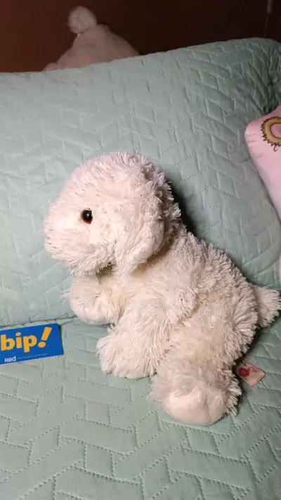 Peluche de perro blanco suave y tierno - miniatura 2