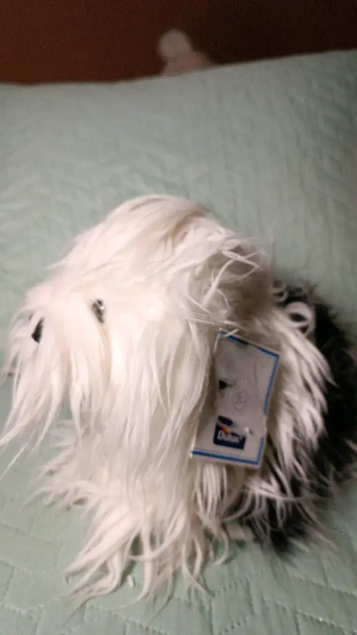 Peluche de perro blanco y negro suave delux - 2