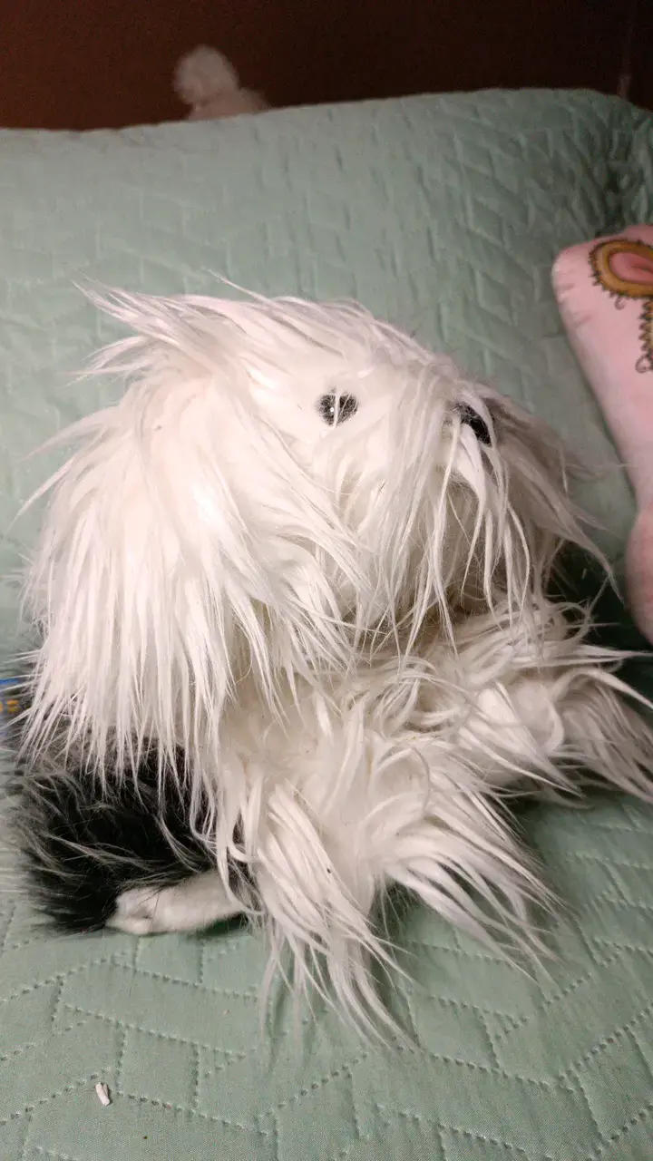 Peluche de perro blanco y negro suave delux - 4