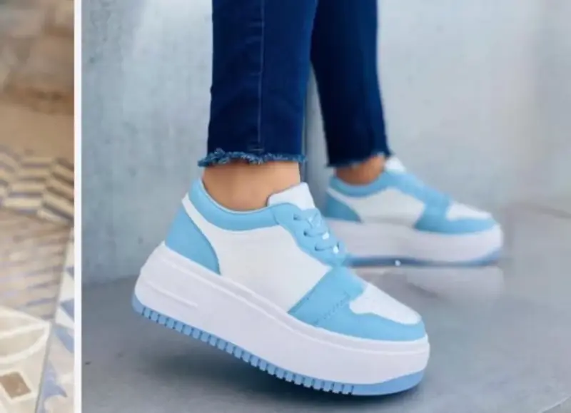 Zapatillas deportivas mujer azul y blanco