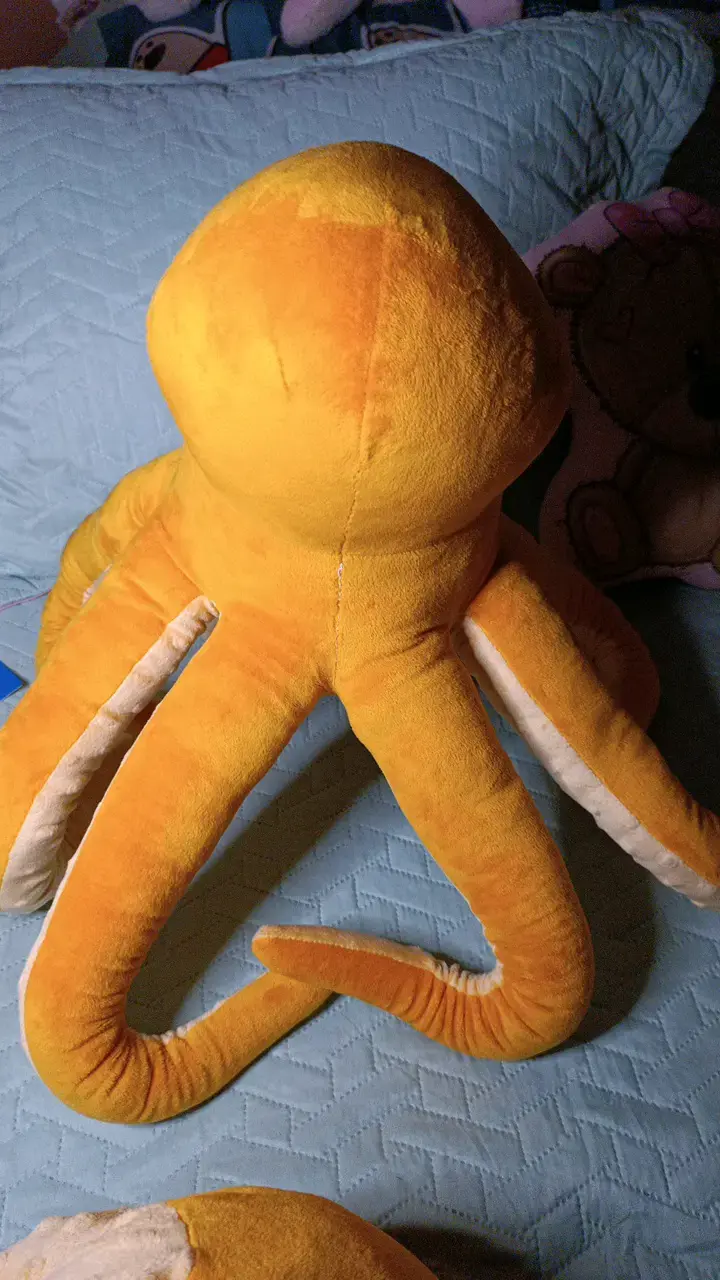 2 Peluches Pulpo Gigante Naranja Suave - 3