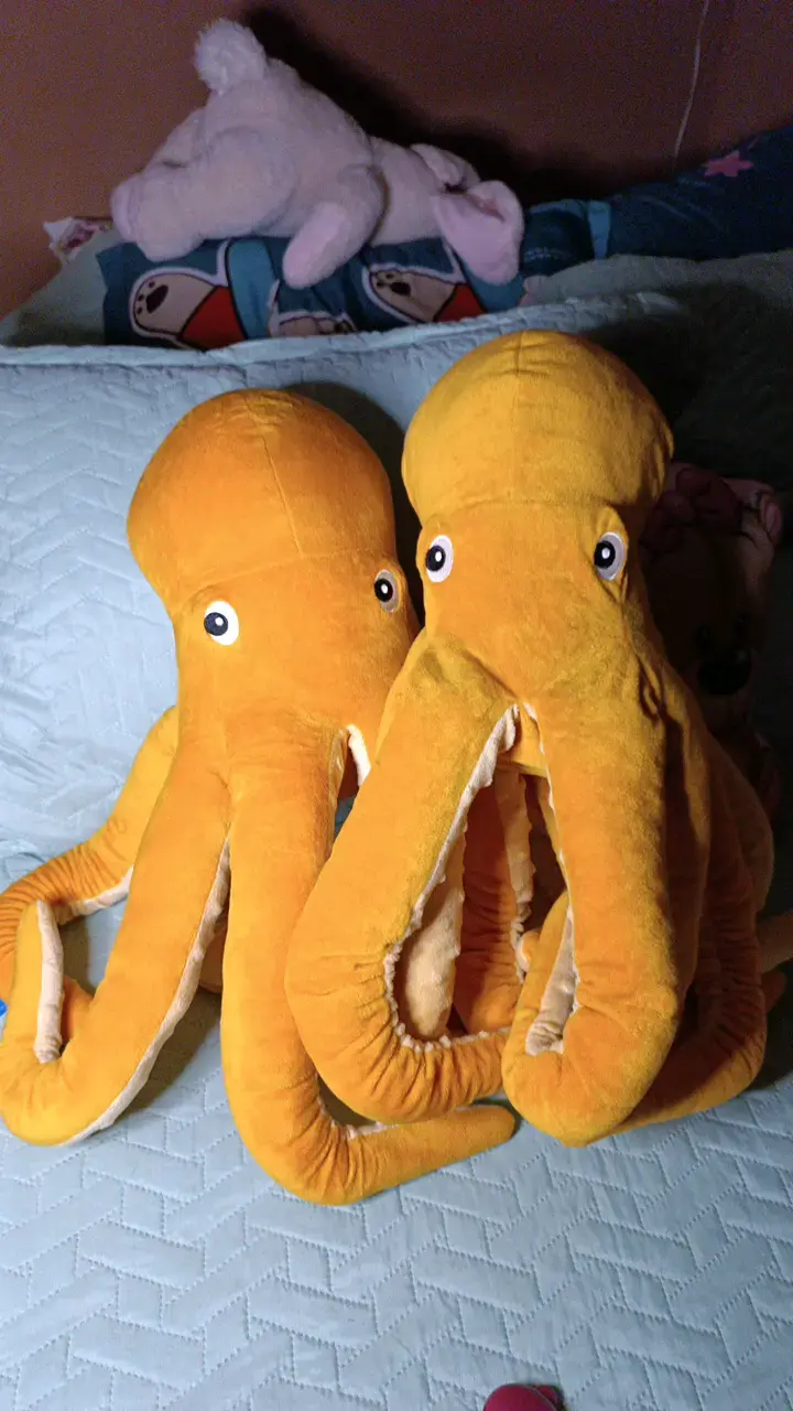2 Peluches Pulpo Gigante Naranja Suave - 6