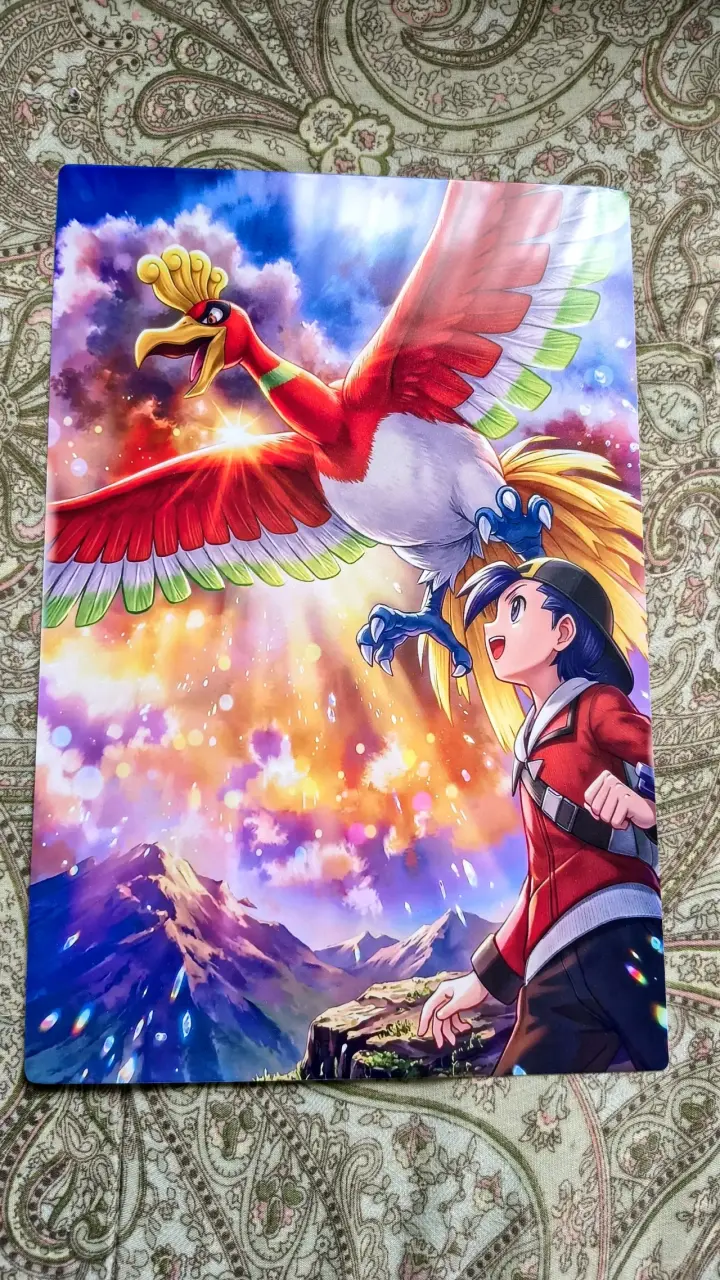 Póster de arte anime con Ho-Oh y personaje