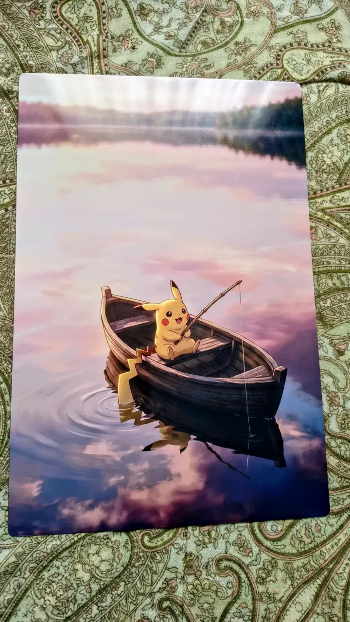 Póster decorativo de Pikachu pescando