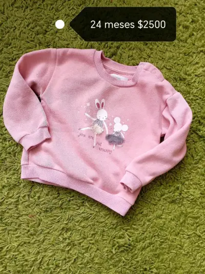 Polerón rosa infantil con diseño de conejitos - miniatura 1