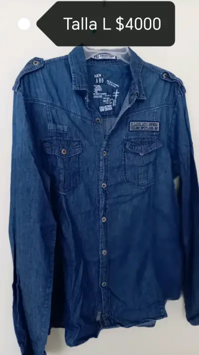 Camisa de mezclilla azul talla L - miniatura 1