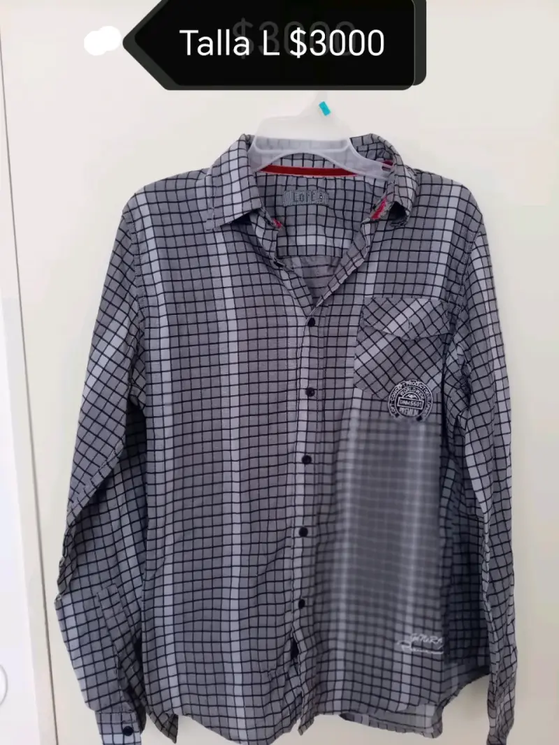 Camisa de mezclilla azul talla L - 2