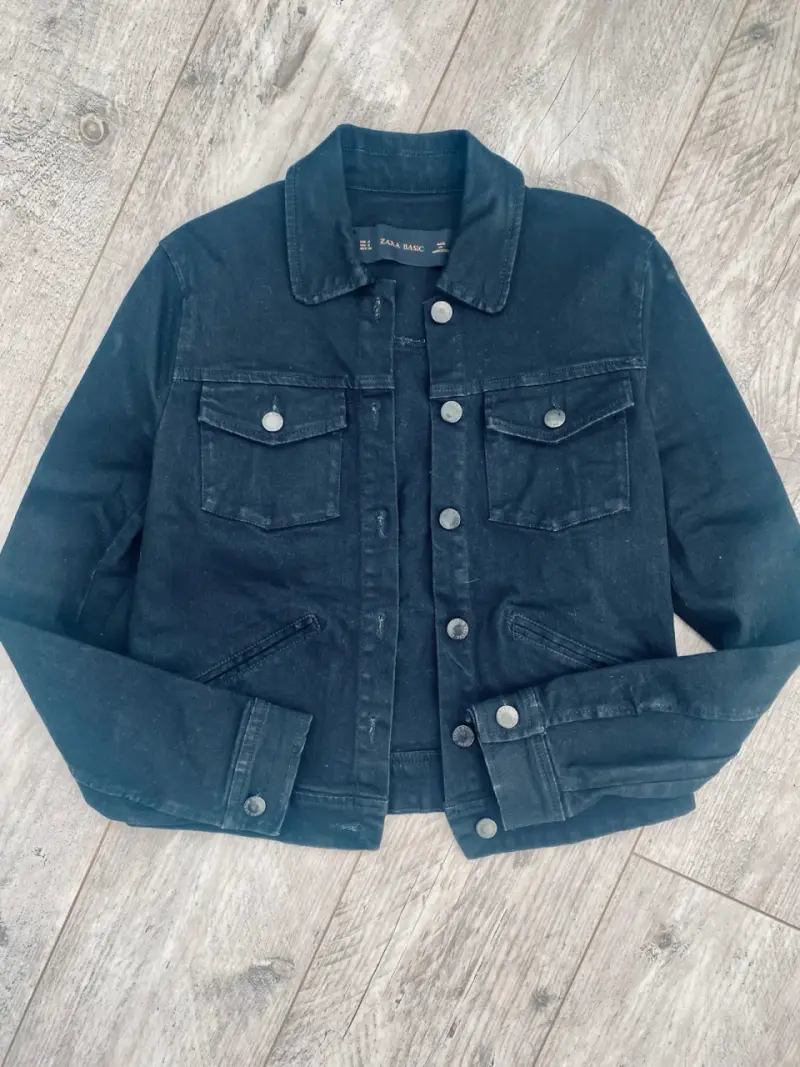 Chaqueta de mezclilla negra Zara Basic - 1