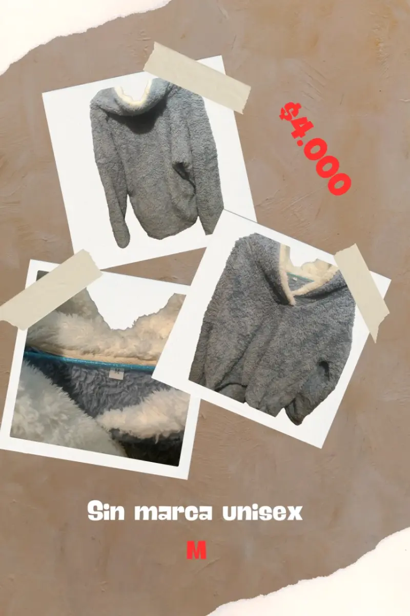 Polerón de lana gris unisex talla M