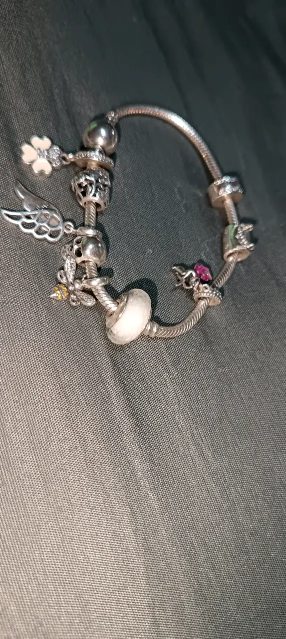 Pulsera de plata con dijes variados - 1