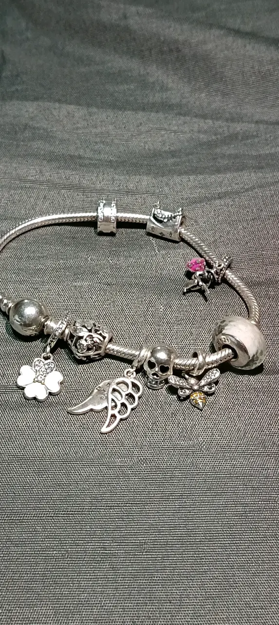 Pulsera de plata con dijes variados - 4