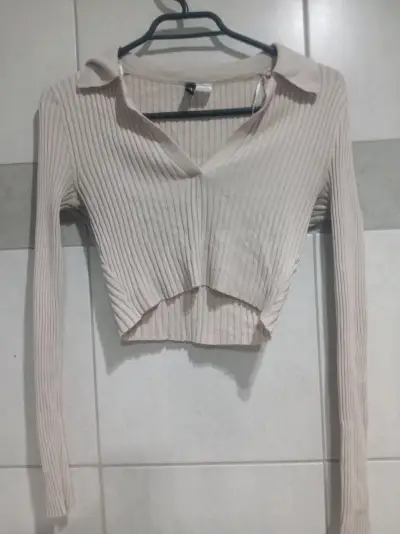 Top de canalé beige H&M Divided - miniatura 1
