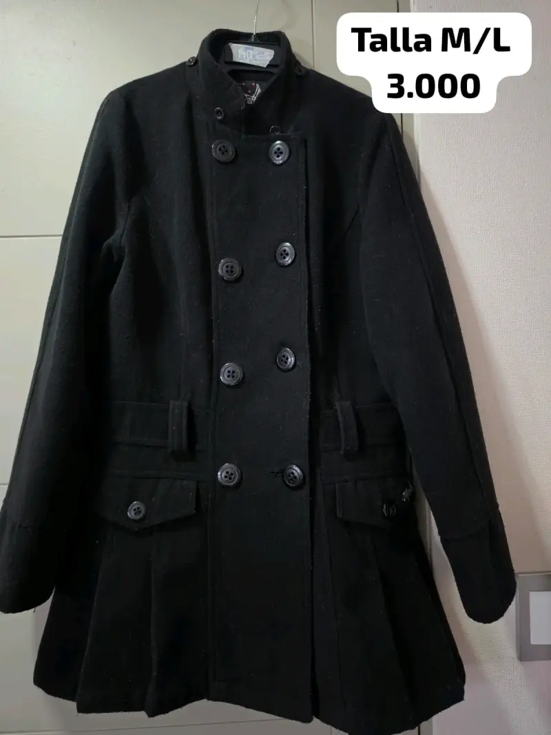 Abrigo negro de lana talla M/L