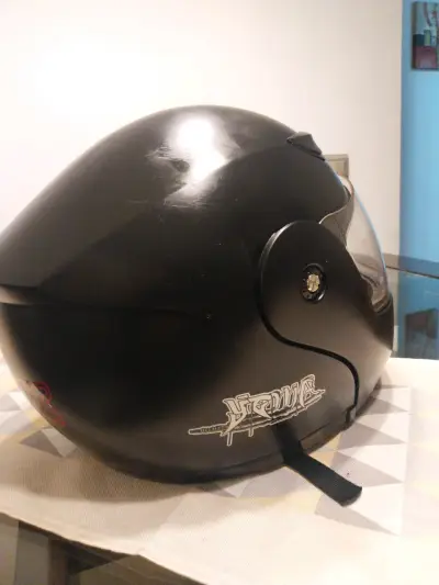 Casco de moto abatible negro - miniatura 2