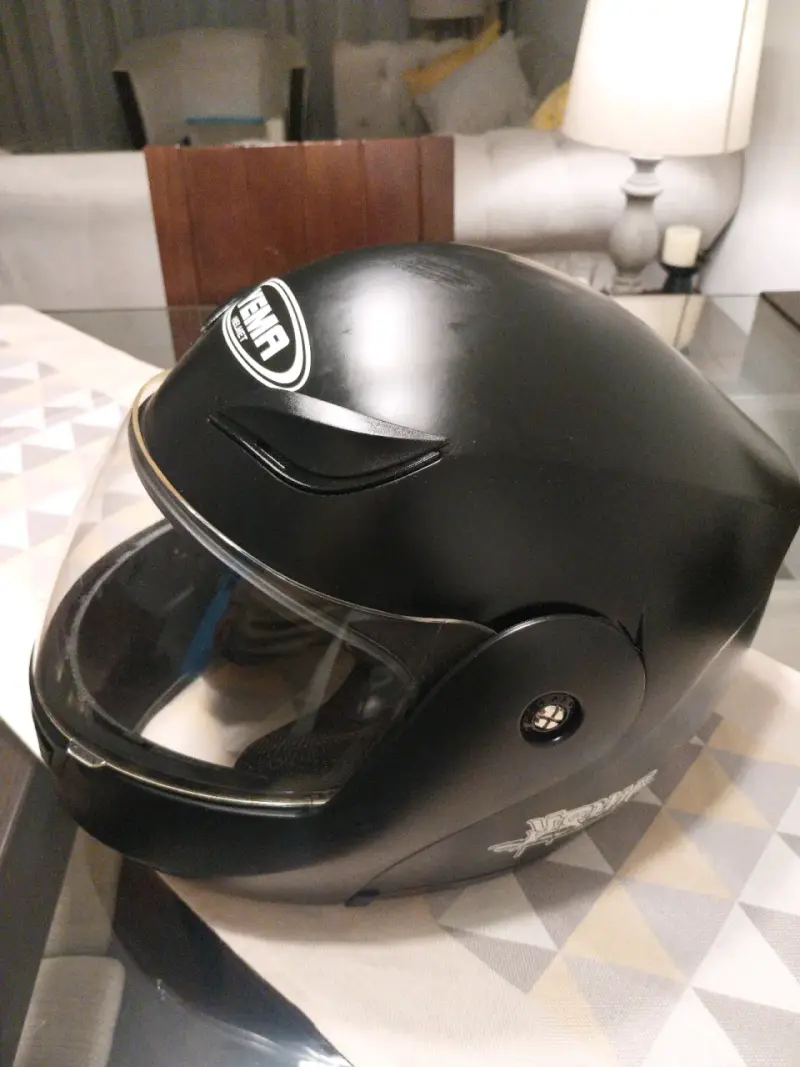 Casco de moto abatible negro - 5