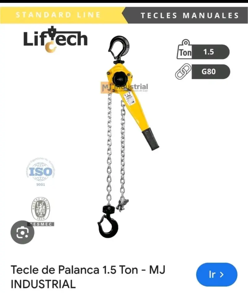Tecle de Palanca Liftech 1.5 Ton Manual - 1