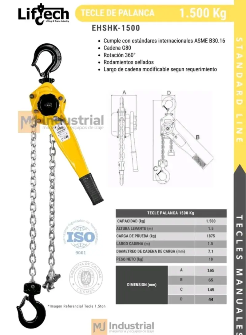 Tecle de Palanca Liftech 1.5 Ton Manual - 2