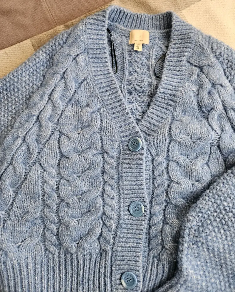 Cárdigan de lana celeste H&M mangas murcielago - 2