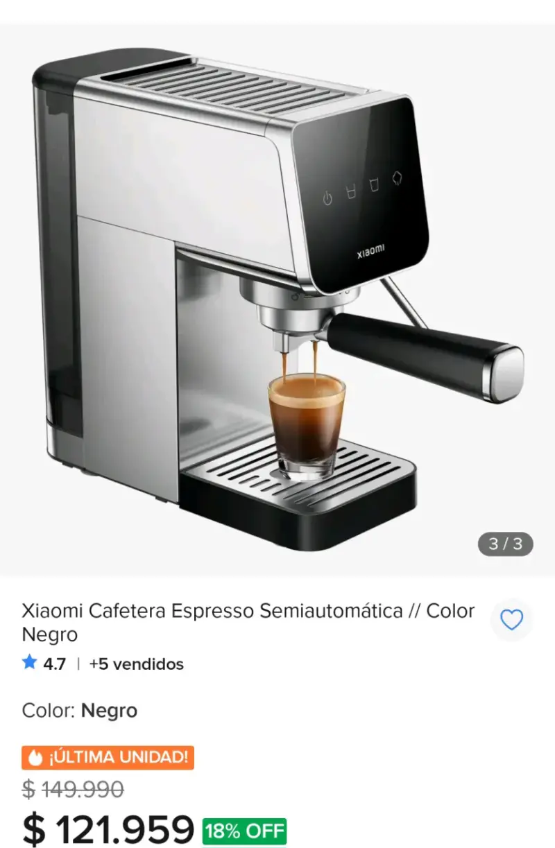 Cafetera Espresso Semiautomática Xiaomi Negra - 2