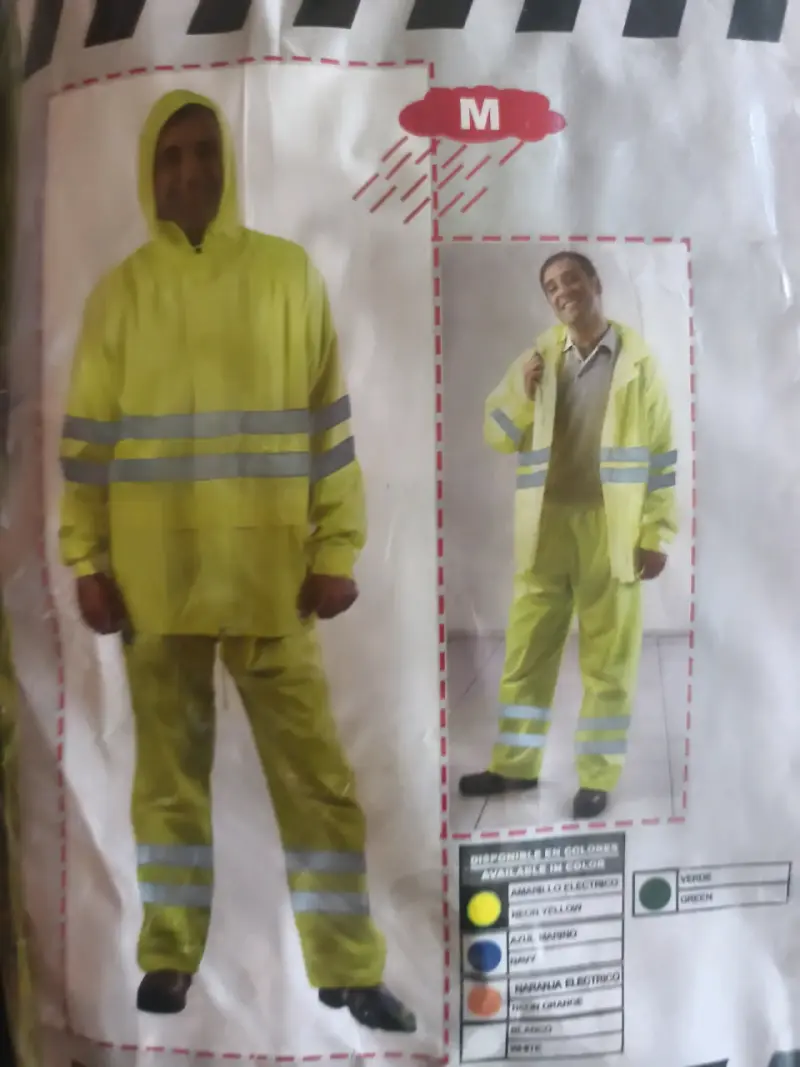 Traje de lluvia impermeable amarillo reflectante - 1