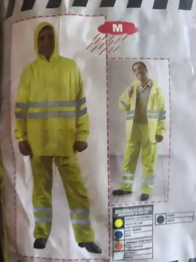 Traje de lluvia impermeable amarillo reflectante - miniatura 1