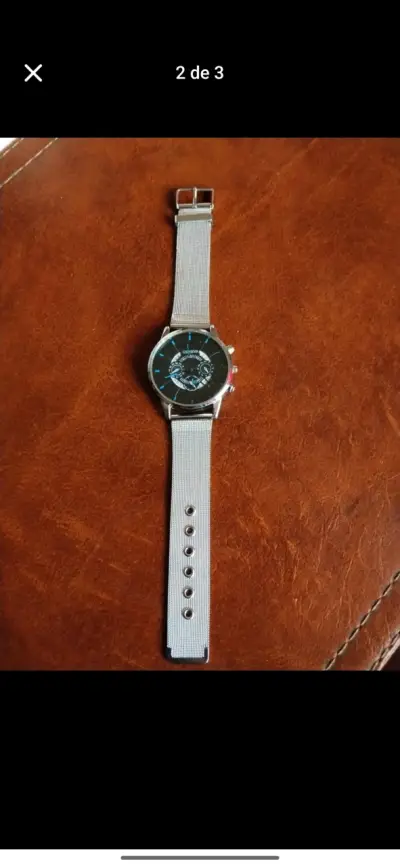 Reloj de pulsera plateado Geneva para hombre - miniatura 1