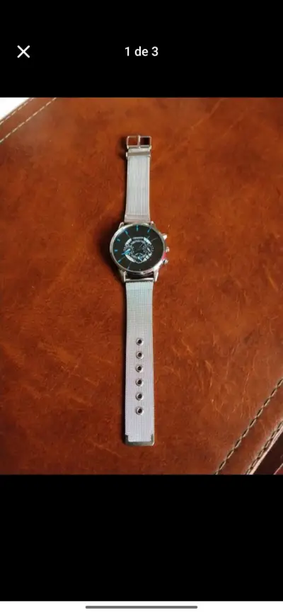 Reloj de pulsera plateado Geneva para hombre - miniatura 2