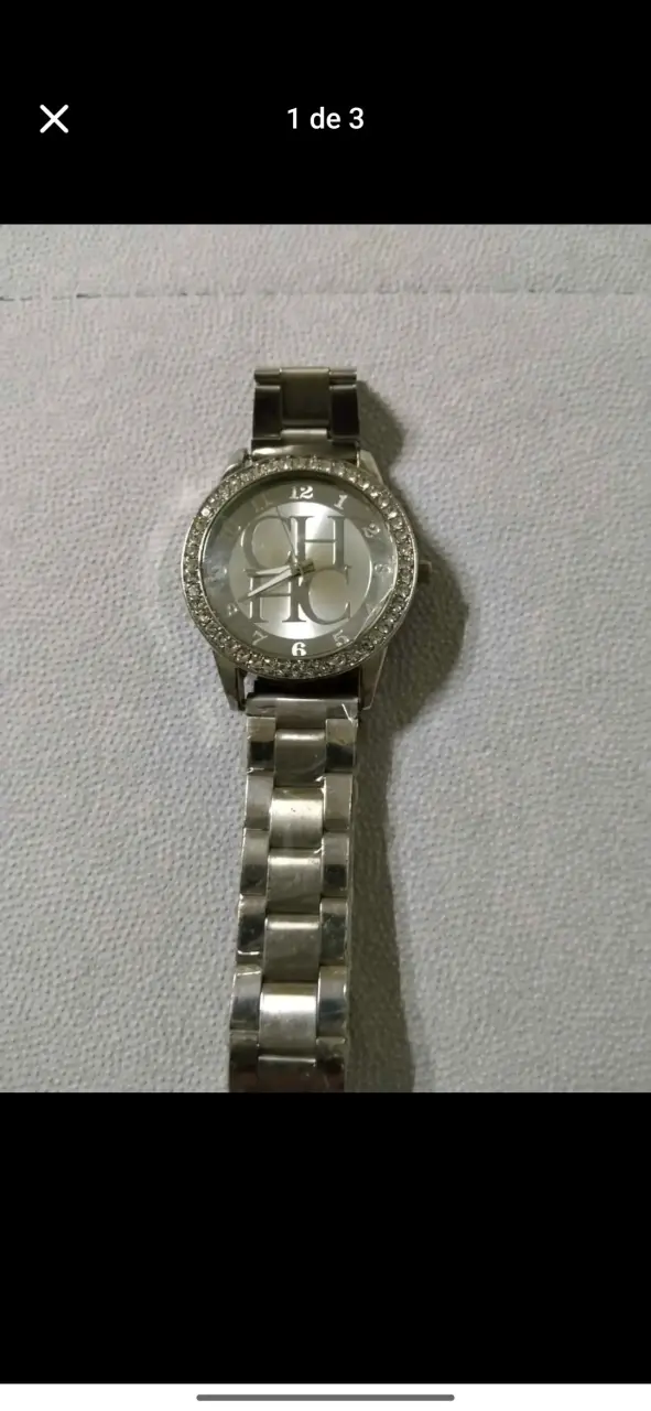 Reloj de pulsera plateado con cristales - 2