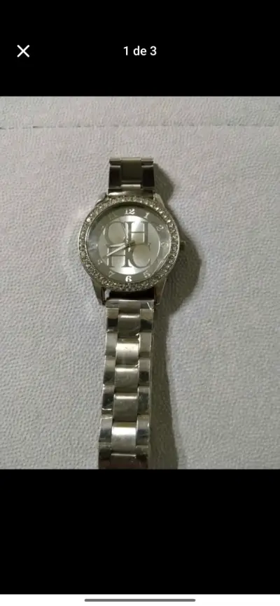 Reloj de pulsera plateado con cristales - miniatura 2