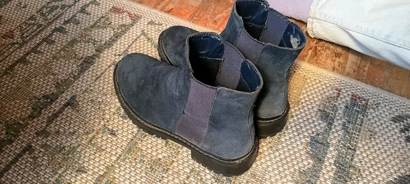Botines de cuero azul para mujer - 1