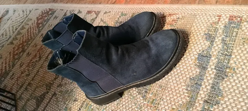Botines de cuero azul para mujer - 2