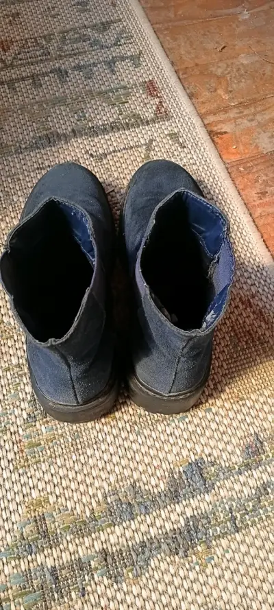 Botines de cuero azul para mujer - miniatura 3