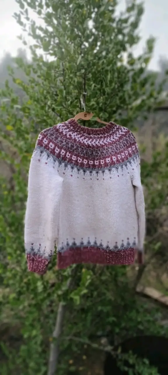 Suéter de lana tejido a mano con diseño nórdico