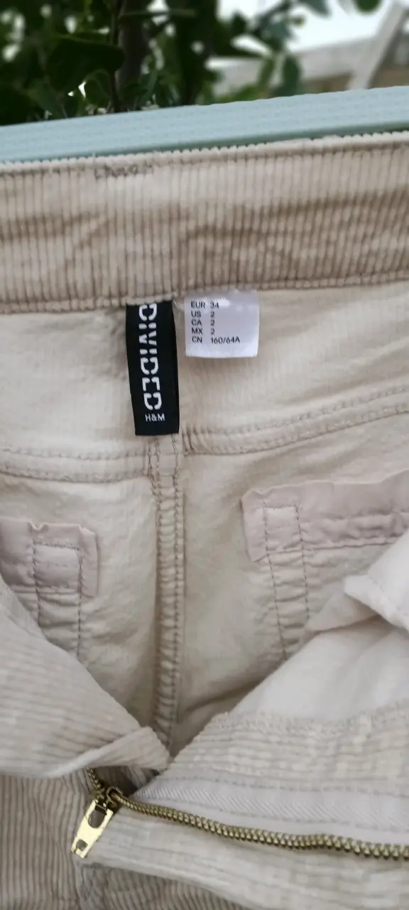 Pantalones beige de cotele para mujer - 3