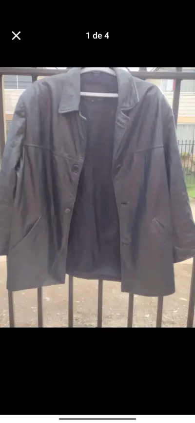 Abrigo de cuero negro para hombre talla L - miniatura 1
